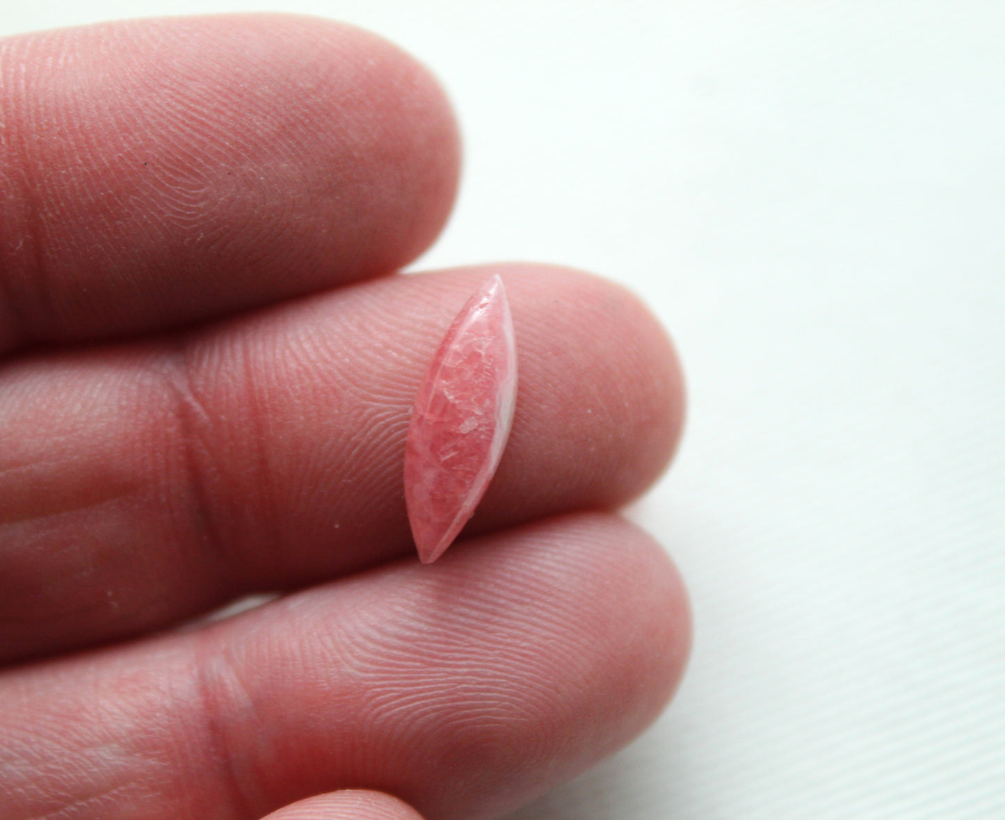 TWO Rhodocrosite cabochons Gemstones pink white Marquise 15X5MM
