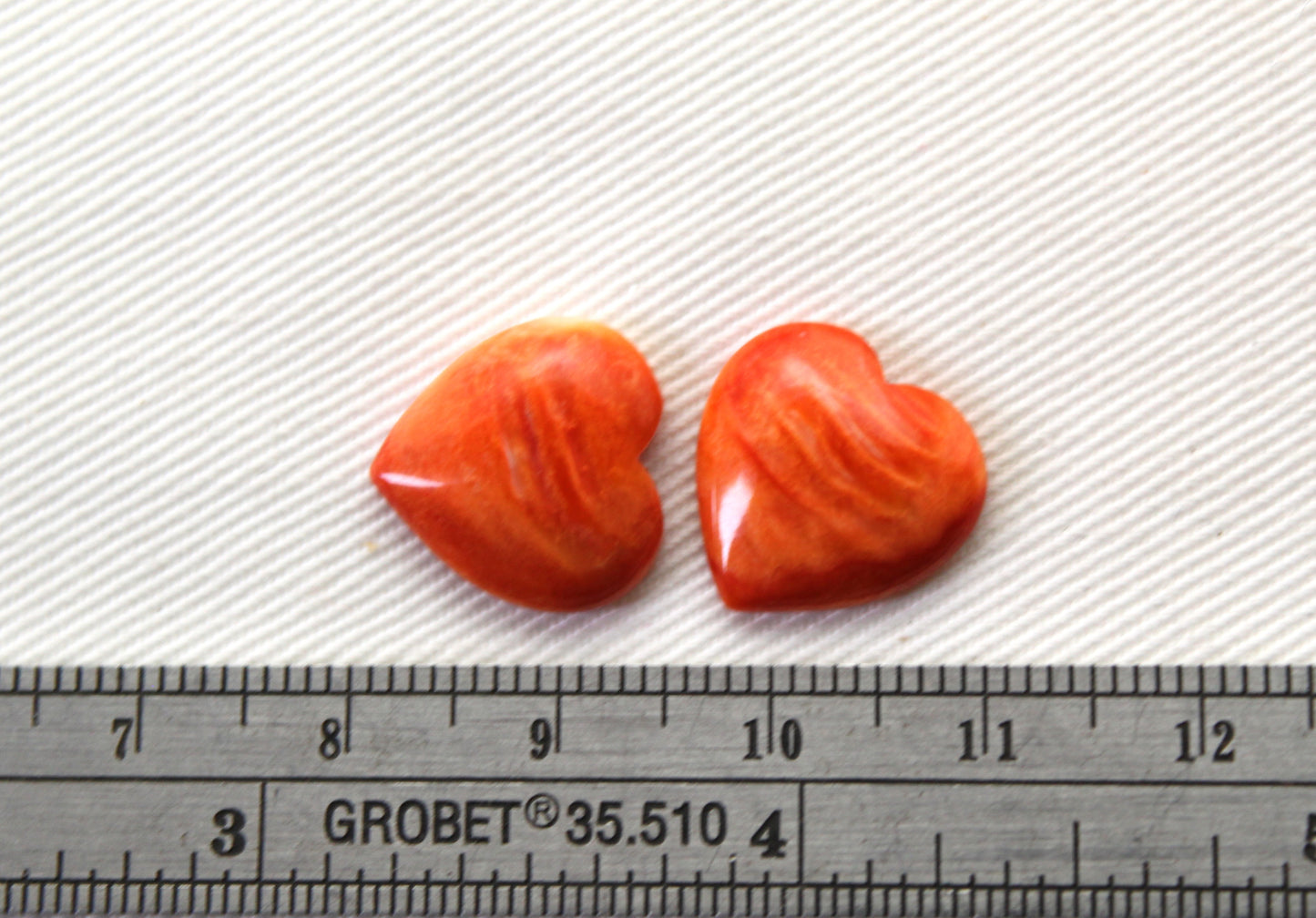 TWO Spiny Oyster Cabochons 14MM Gemstones heart