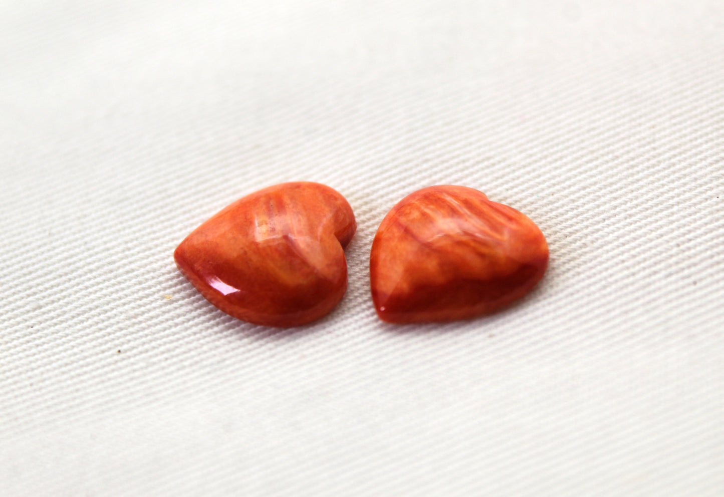 TWO Spiny Oyster Cabochons 14MM Gemstones heart
