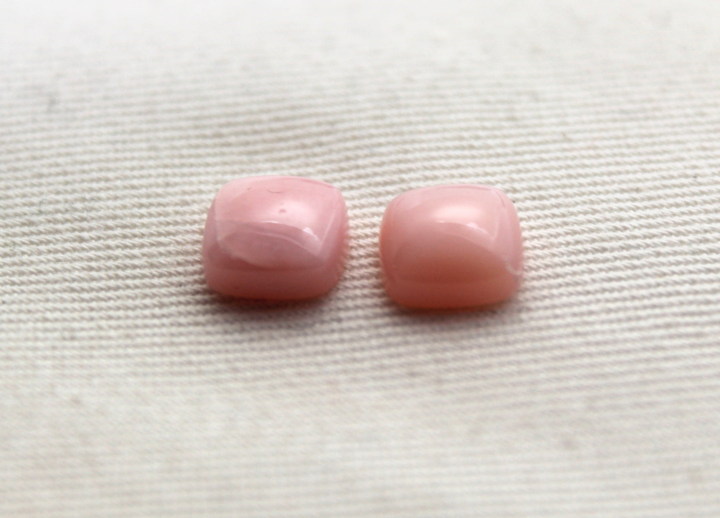 TWO Pink Opal Cushion Cabochon Gemstone 8MM