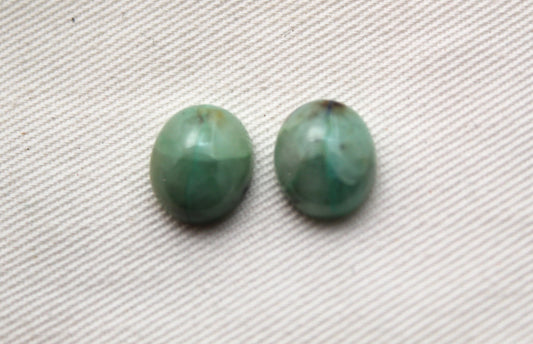 TWO Chrysocolla Quartz Cabochons Oval 10X12MM