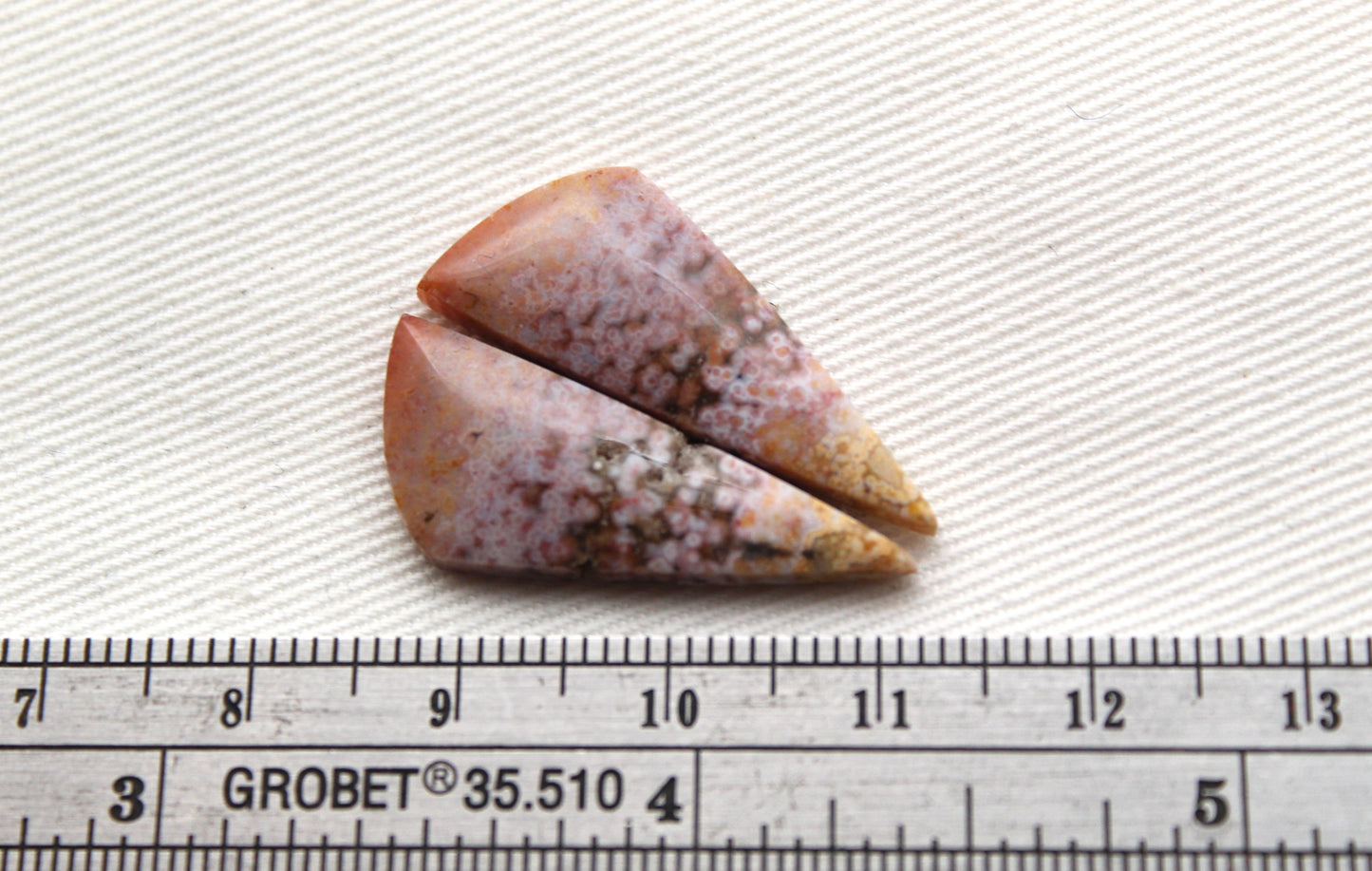 Small River Jasper Cabochon Pair Gemstone pink beige