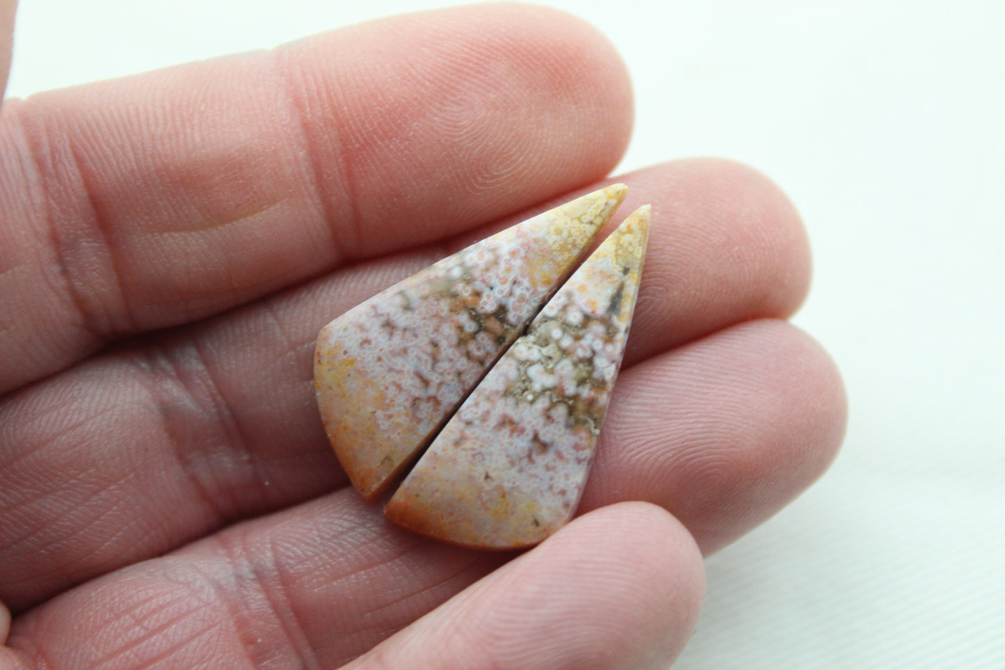 Small River Jasper Cabochon Pair Gemstone pink beige