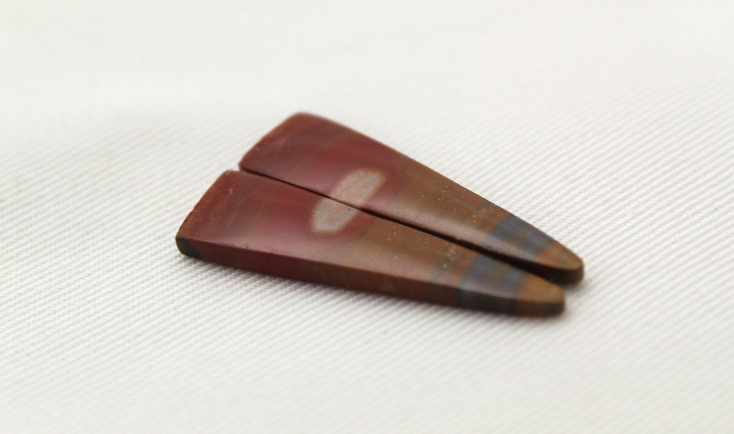 Jolie Paire de Cabochons Jaspe Australien goutte jaune gris terre cuite