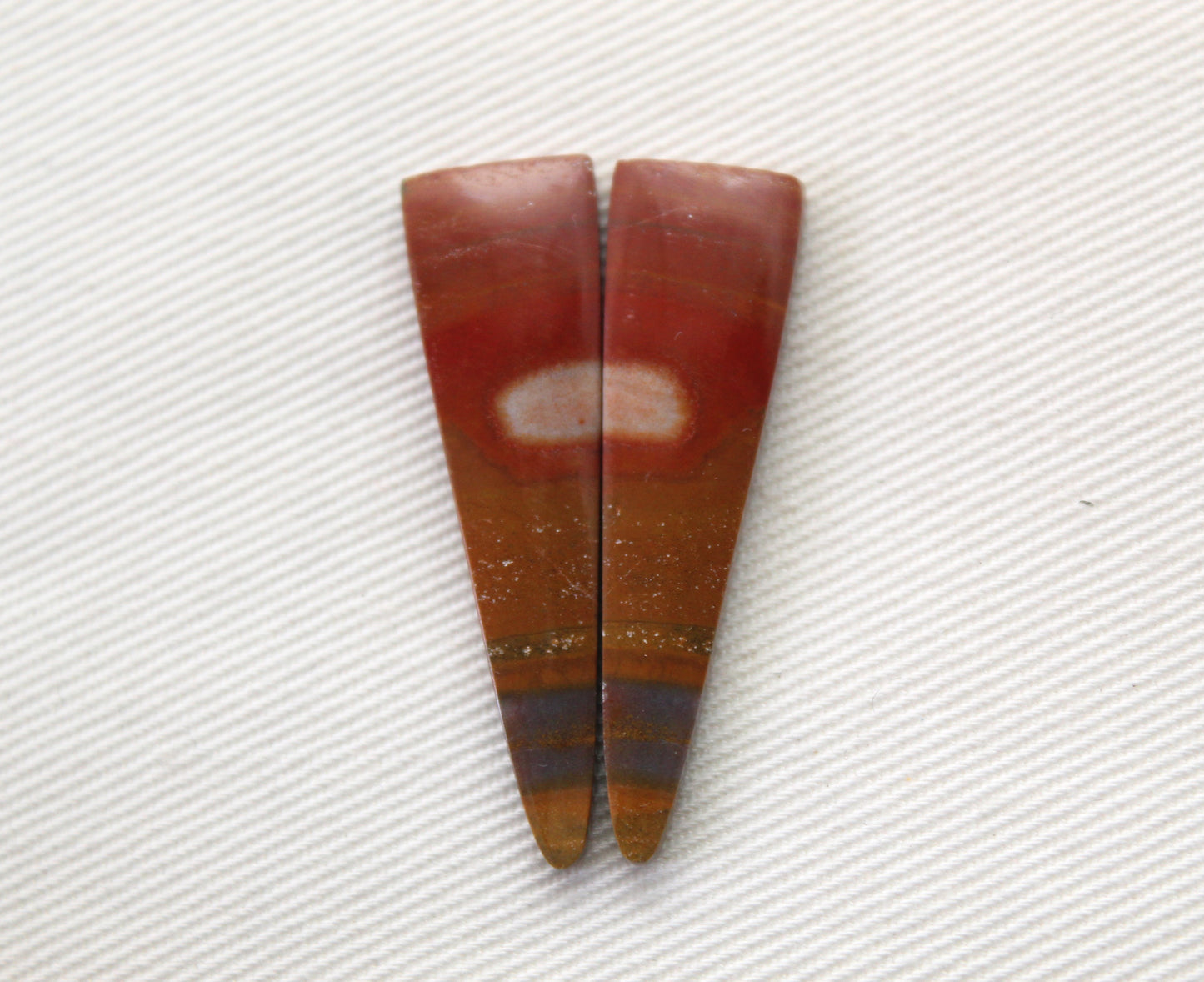 Jolie Paire de Cabochons Jaspe Australien goutte jaune gris terre cuite