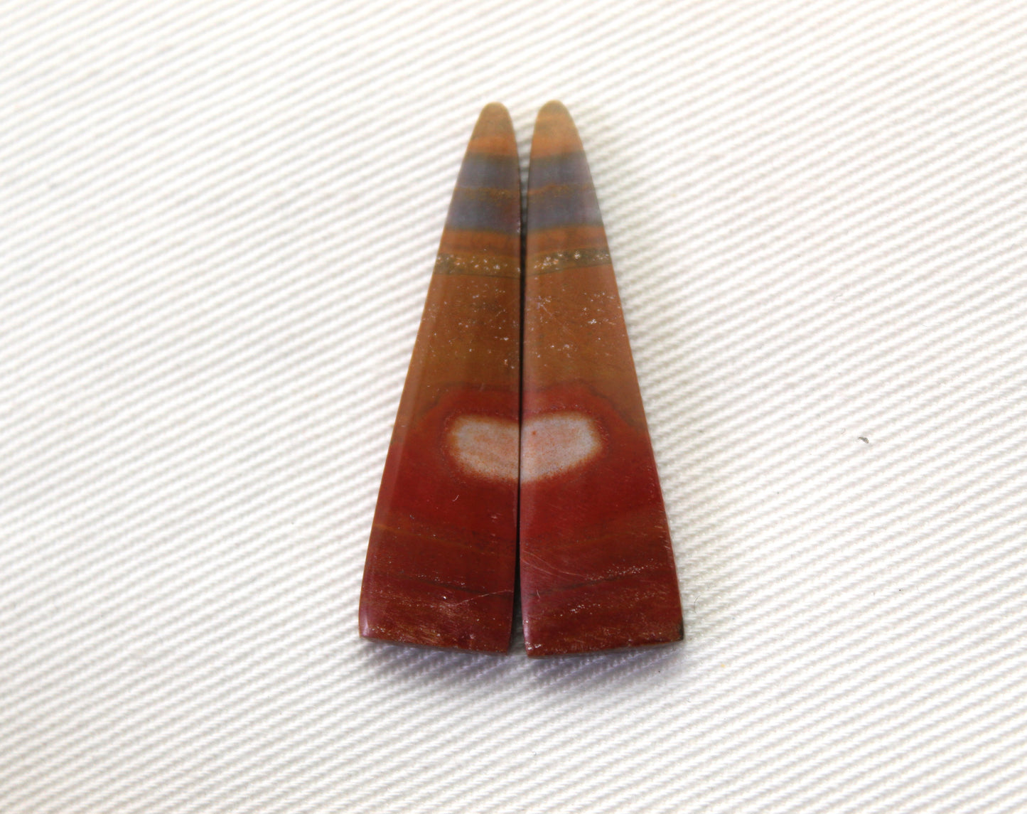Jolie Paire de Cabochons Jaspe Australien goutte jaune gris terre cuite