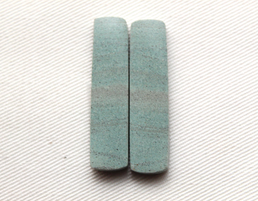 Pair of green Jasper Cabochons gemstones rectangle
