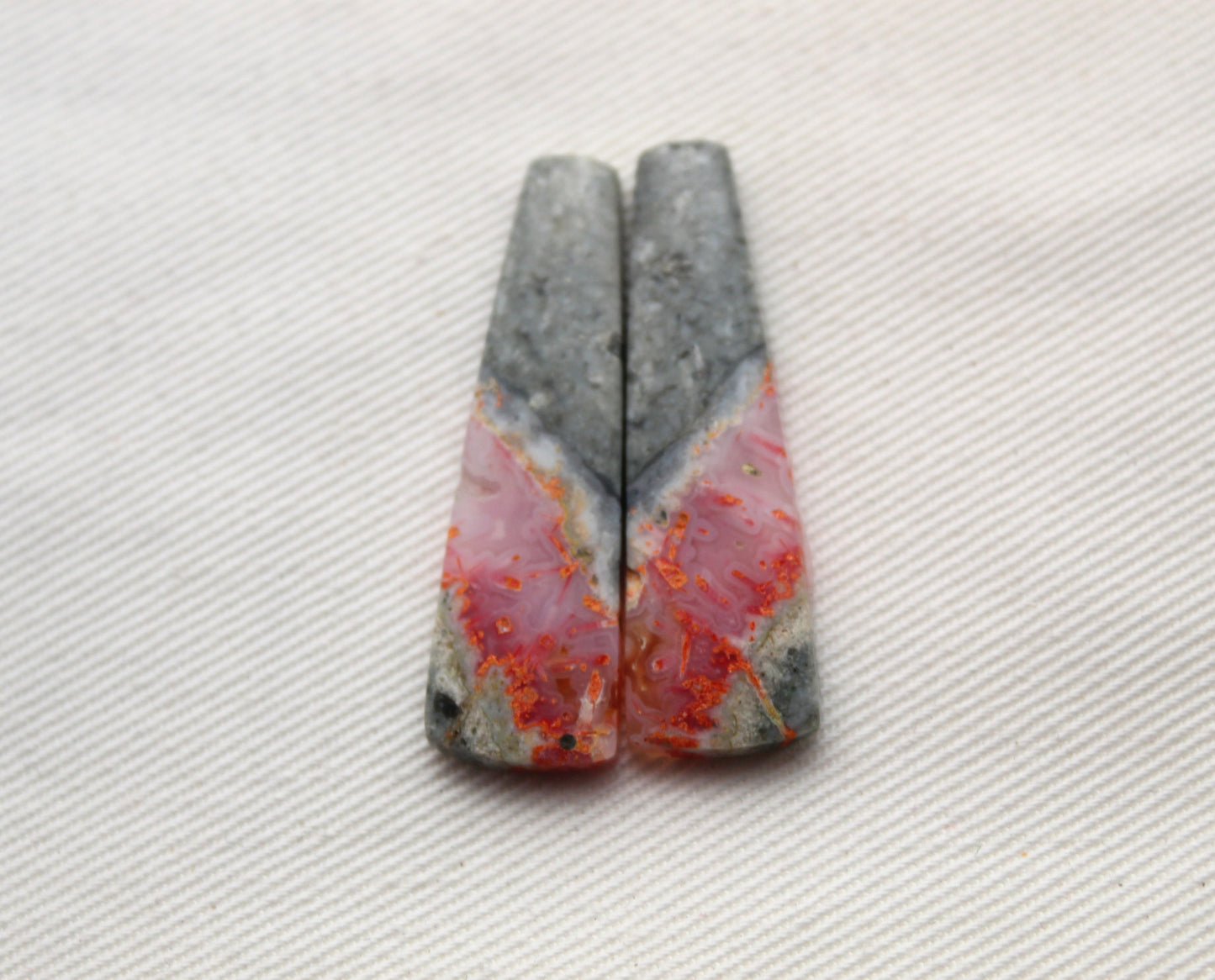 Pair Green Bumblebee Jasper cabochon Gemstone