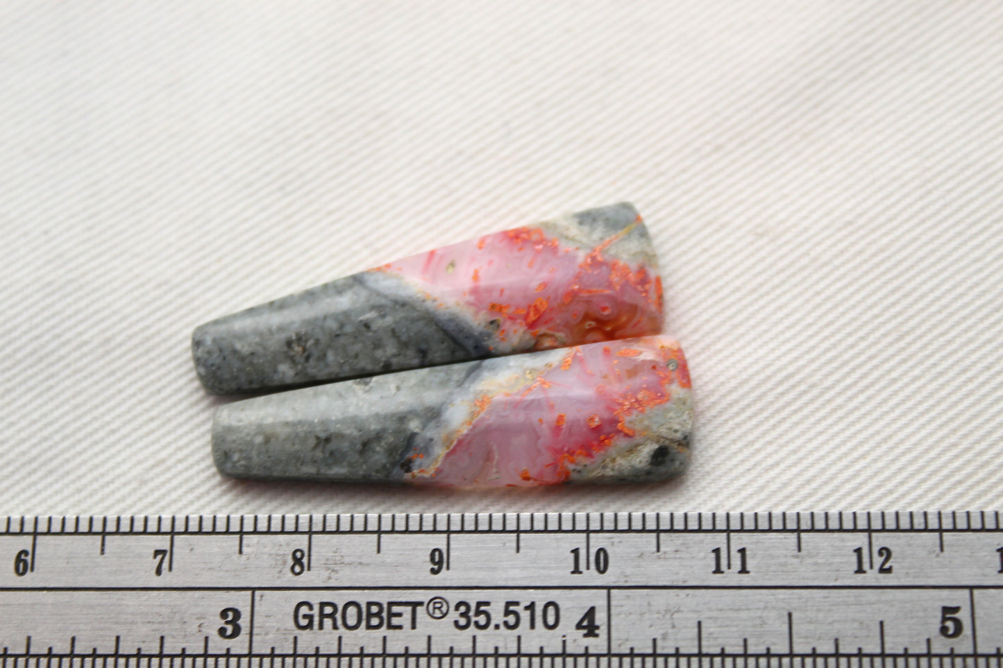Pair Green Bumblebee Jasper cabochon Gemstone