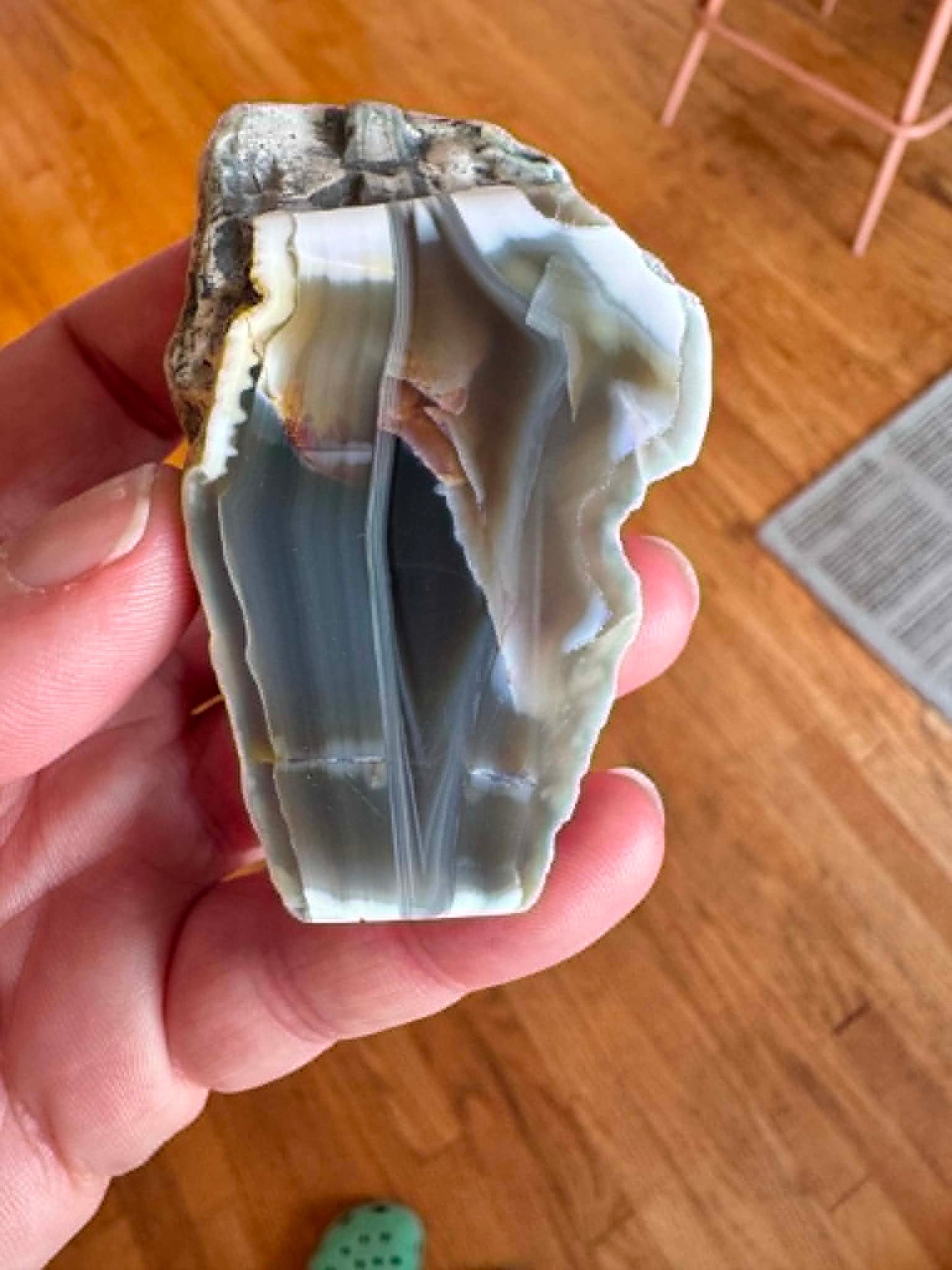 Indonesian banded Agate half nodule polished