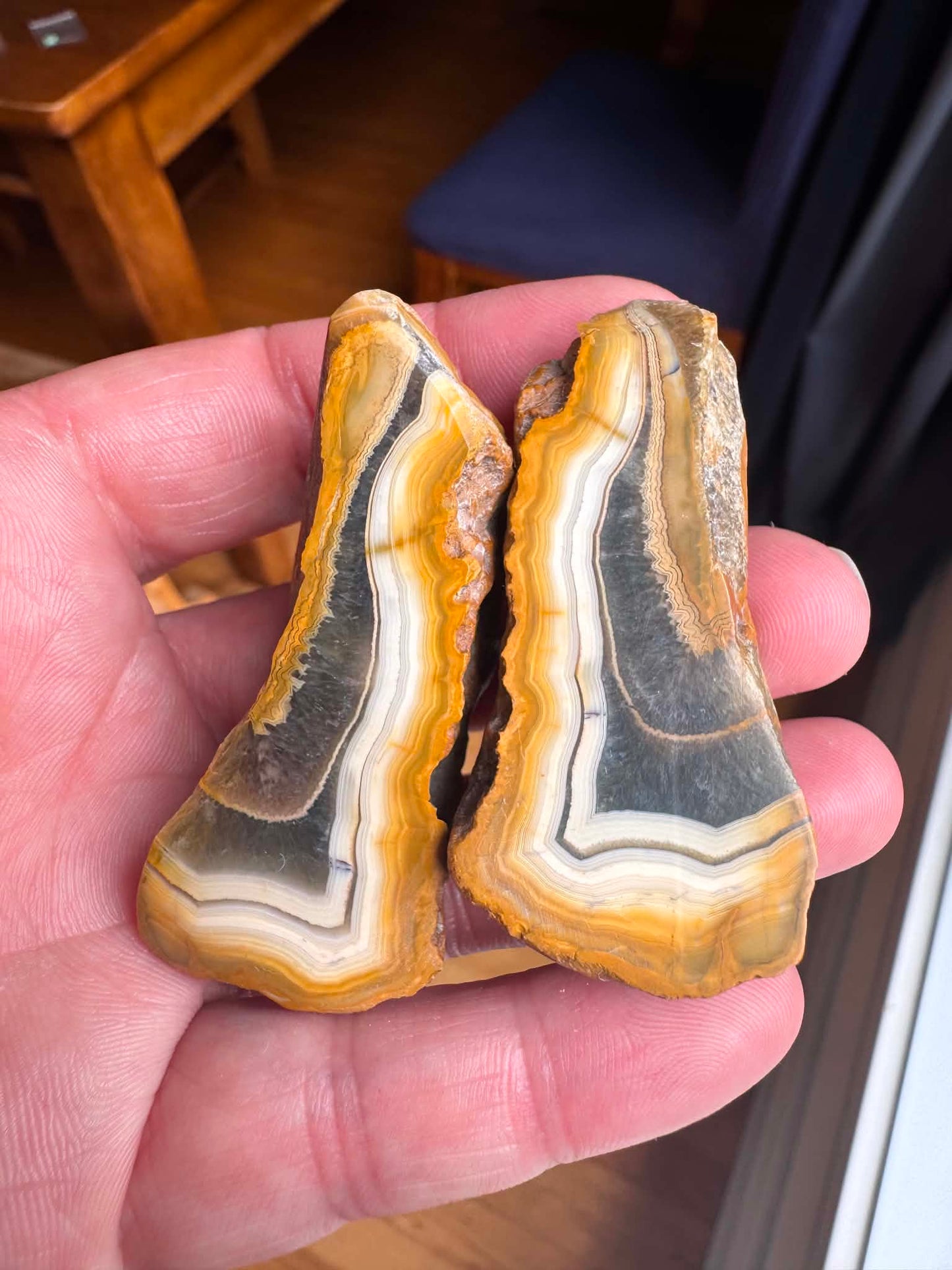 Indonesian banded Agate nodule polished