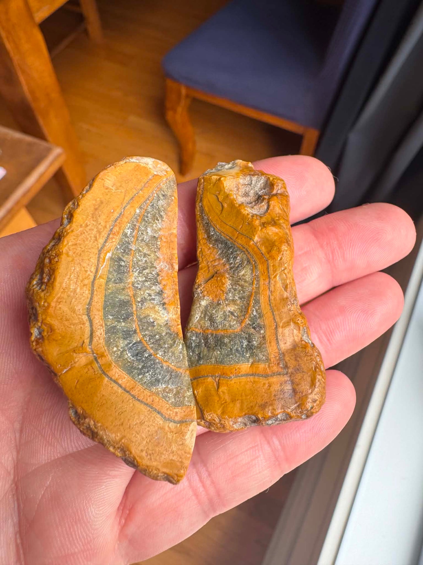 Indonesian banded Agate nodule polished