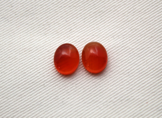 TWO Oval Carnelian Cabochons 8x10MM