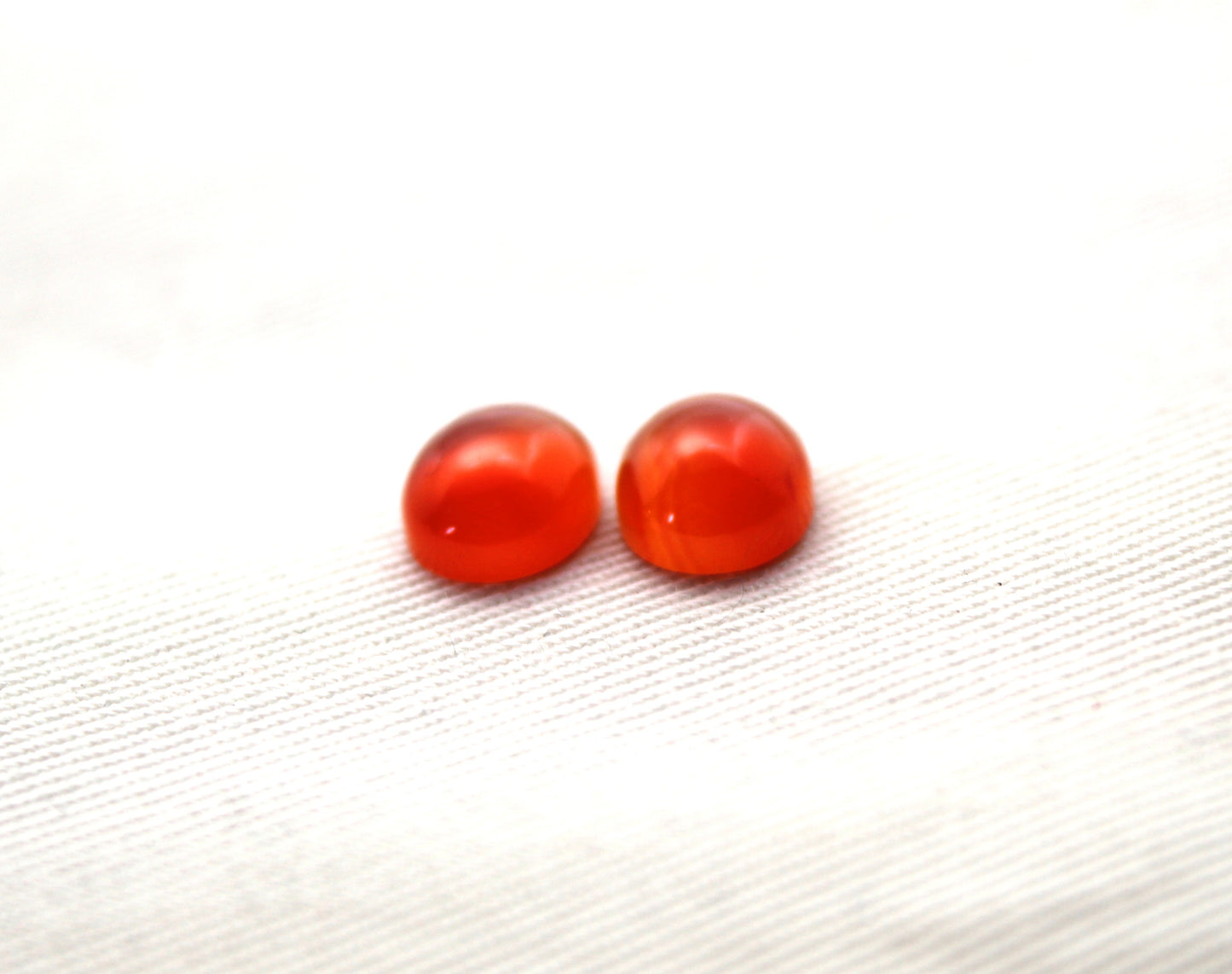 TWO Oval Carnelian Cabochons 8x10MM
