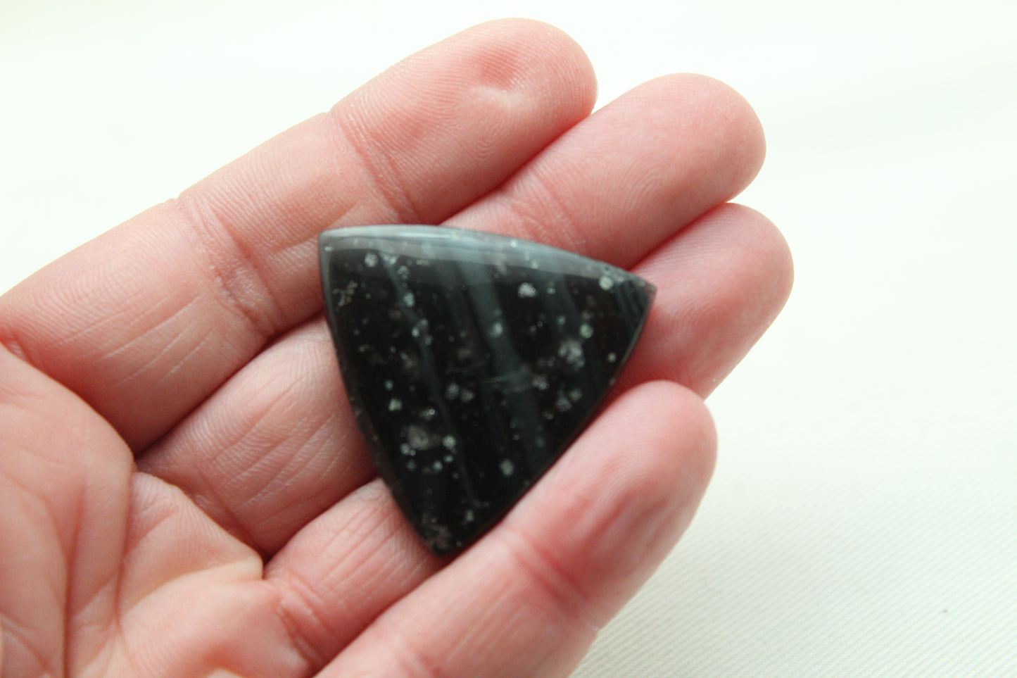 Midnight Galaxy Obsidian cabochon gemstone Triangle