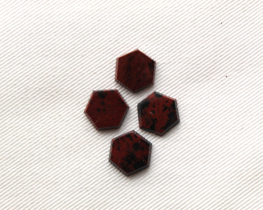 FOUR Mahogany Obisidian FLAT Cabochons Gemstones 10MM Hexagon