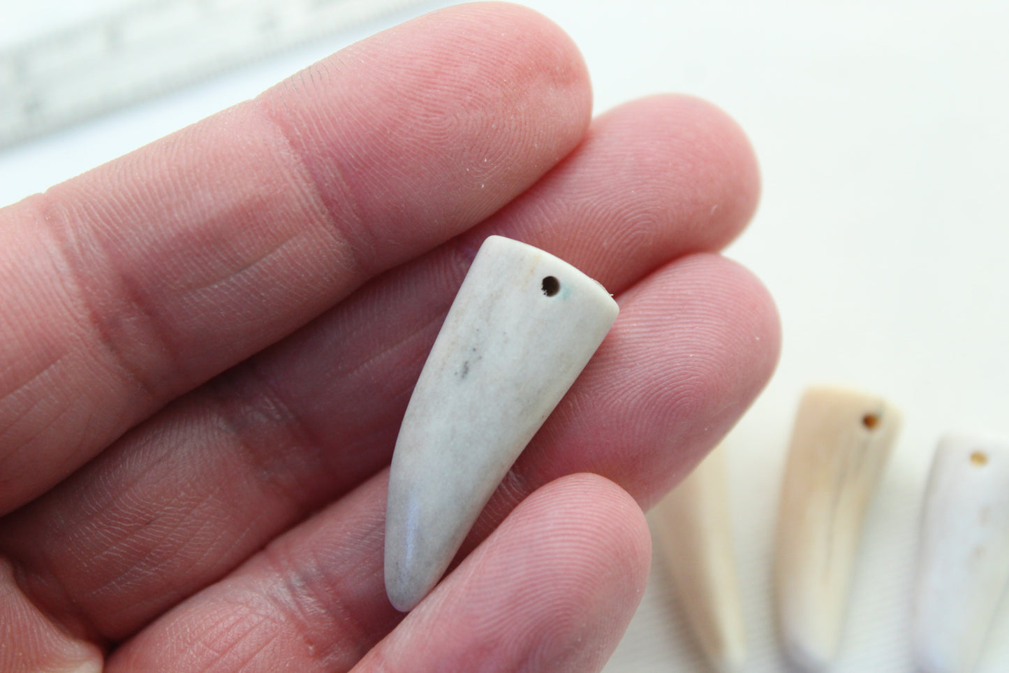 FOUR small deer antlers tips DRILLED naturally shed