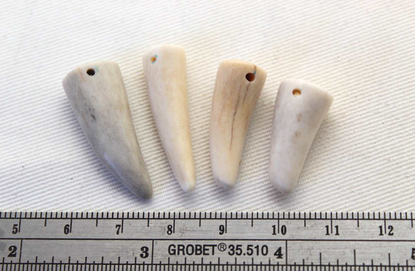 FOUR small deer antlers tips DRILLED naturally shed
