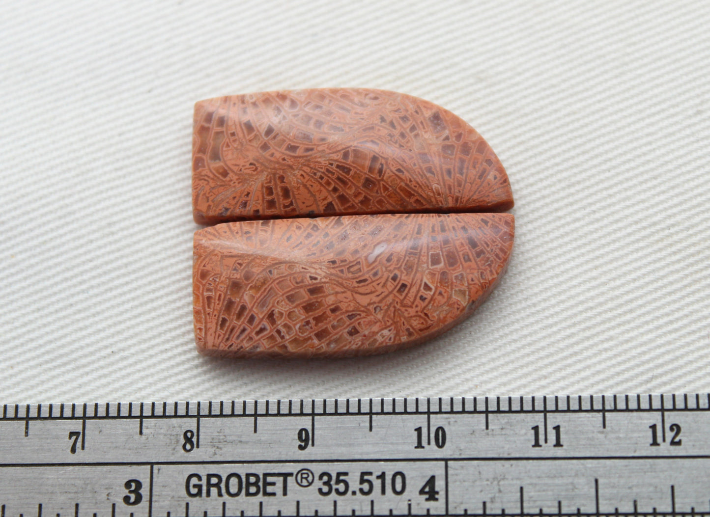Pink Fossil Coral Pair of Gemstones cabochon freeform
