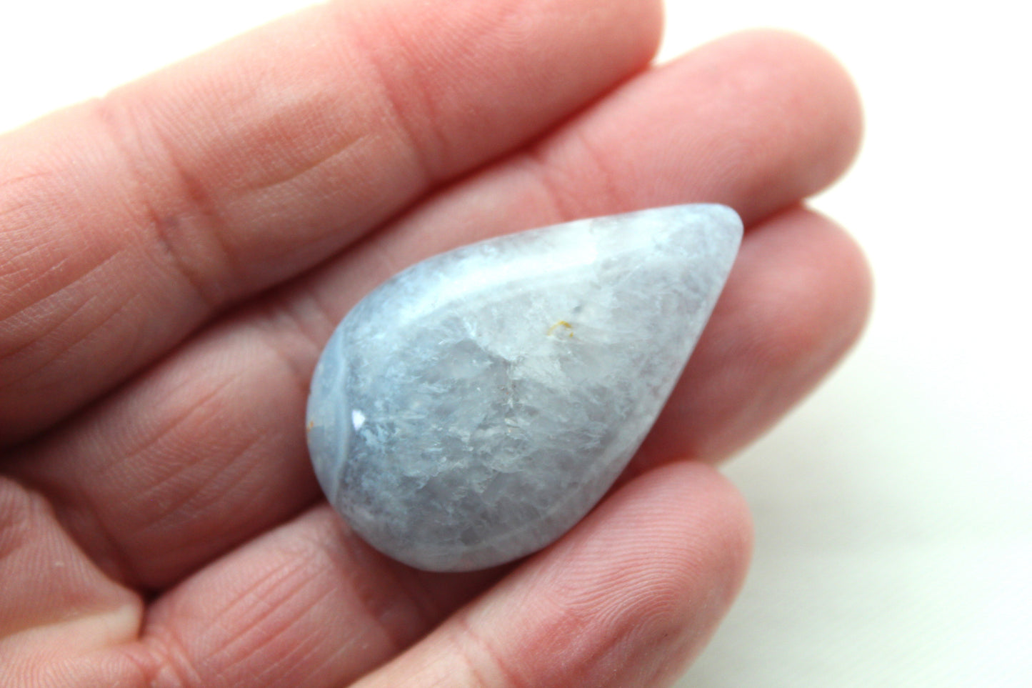 Turkish Blue Agate in quartz Cabochon Gemstone teardrop