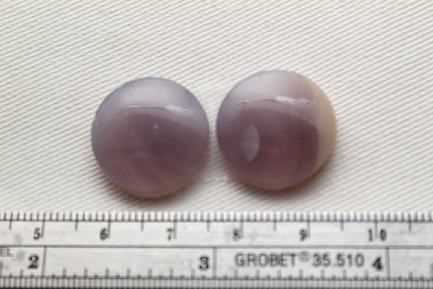 Chalcedony cabochons Pair purple round 18MM
