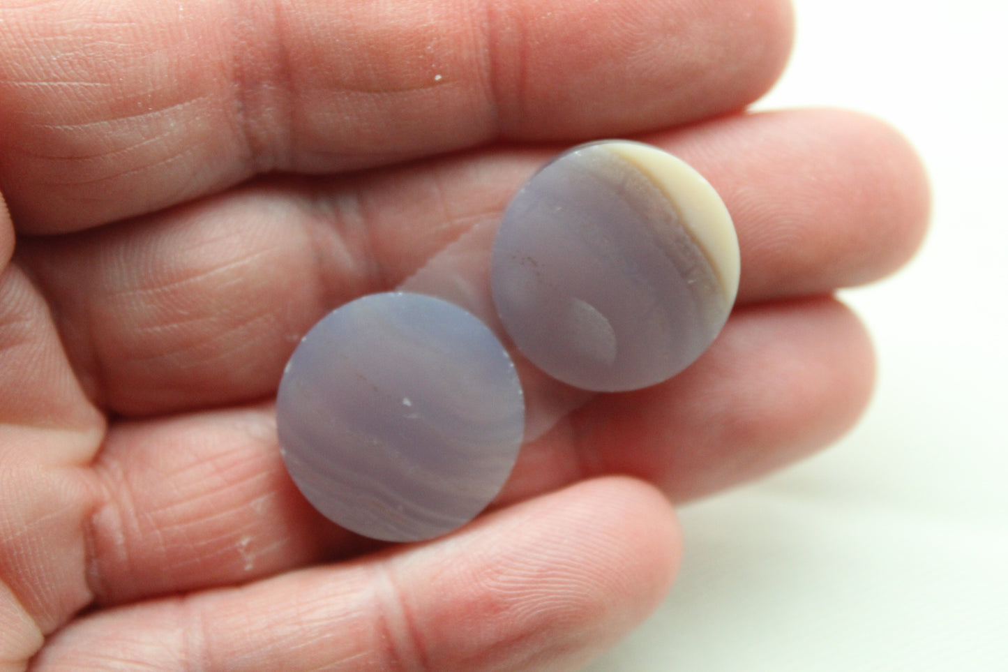 Chalcedony cabochons Pair purple round 18MM
