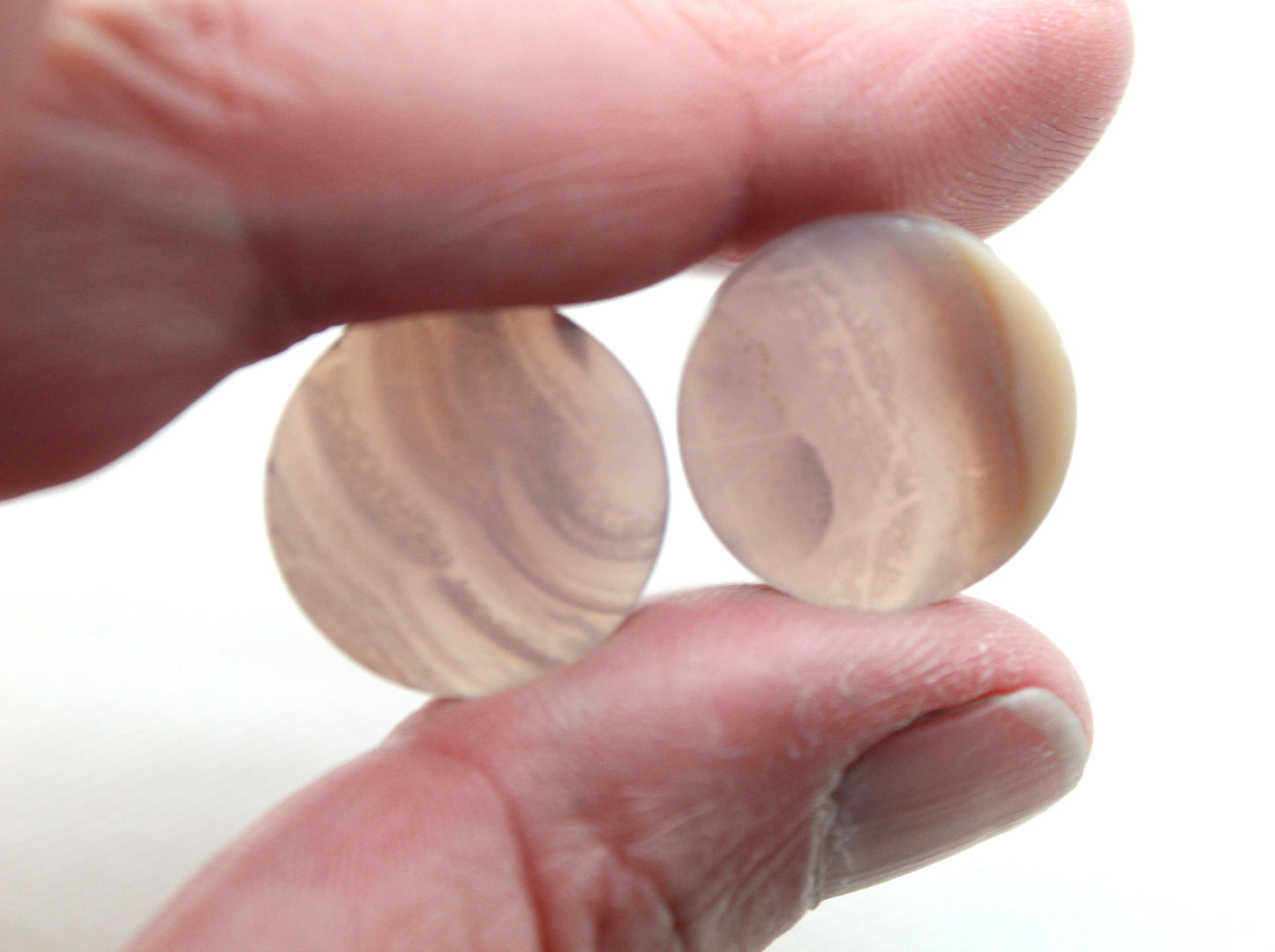 Chalcedony cabochons Pair purple round 18MM