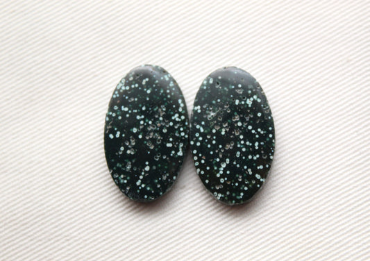 Orbicular Jasper Cabochon Pair Gemstone green oval