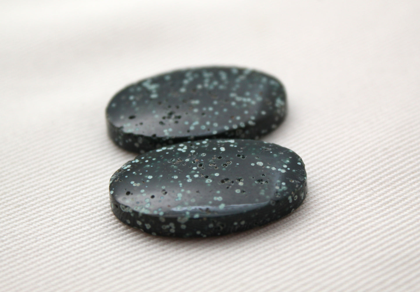 Orbicular Jasper Cabochon Pair Gemstone green oval