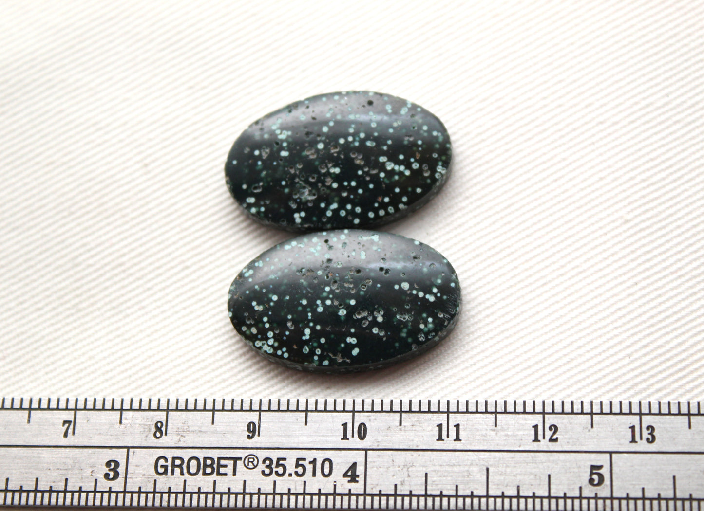 Orbicular Jasper Cabochon Pair Gemstone green oval