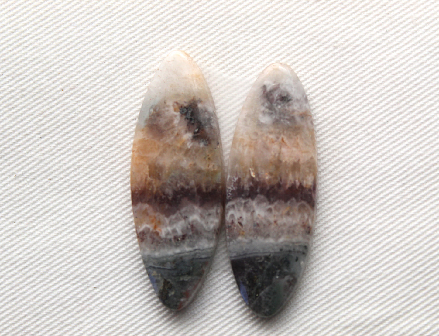 Amethyst Cabochon Pair Gemstone long Oval