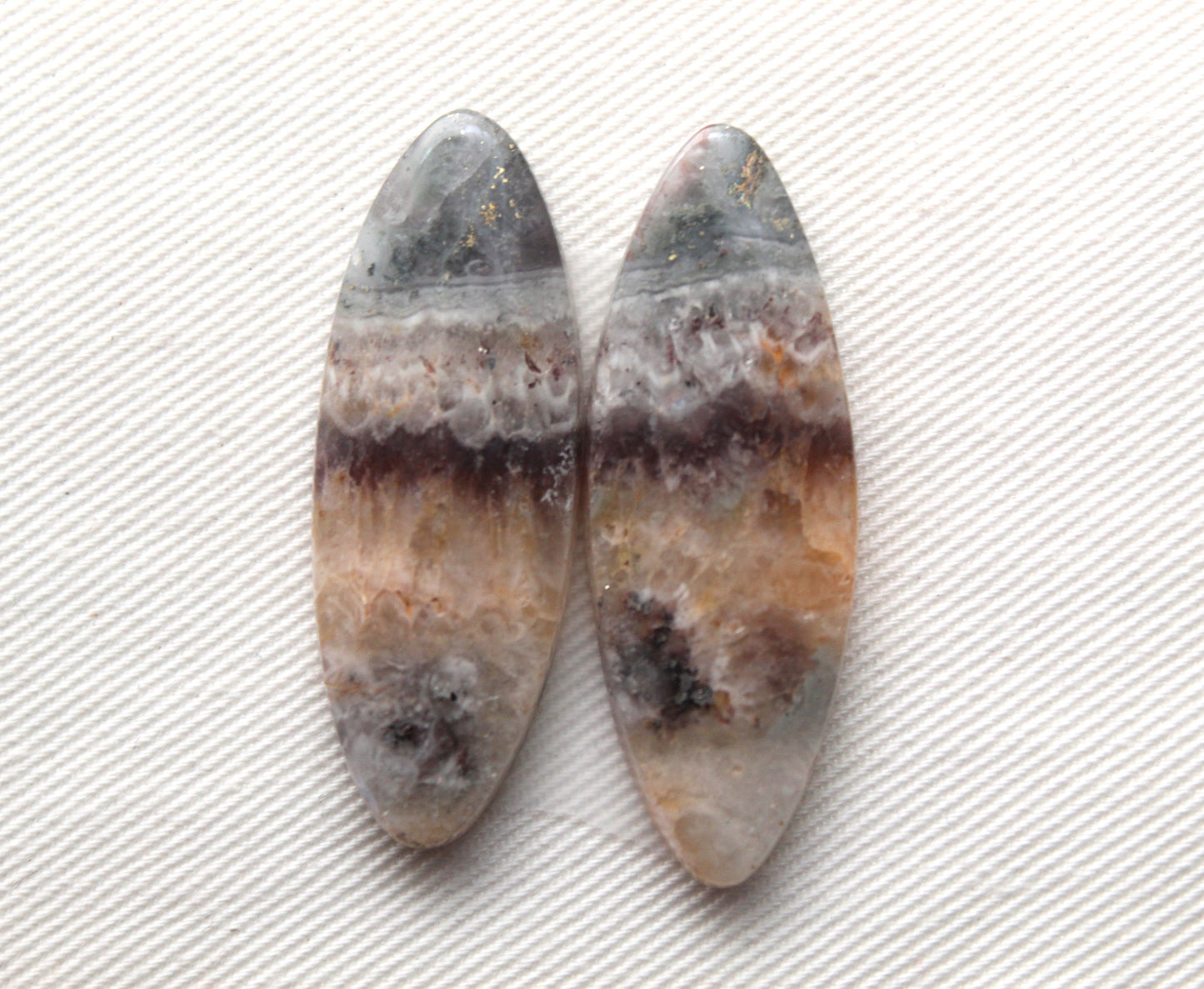 Amethyst Cabochon Pair Gemstone long Oval