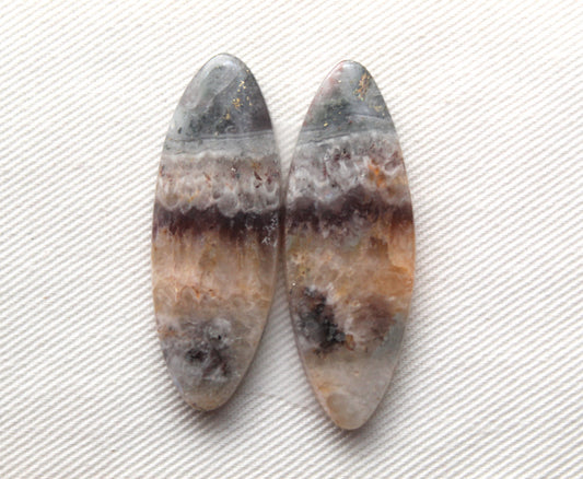 Amethyst Cabochon Pair Gemstone long Oval