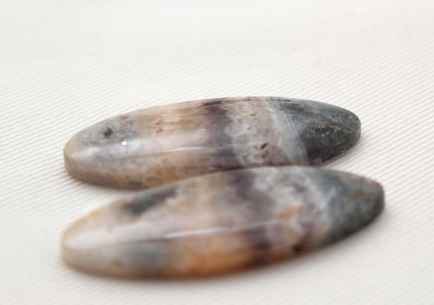 Amethyst Cabochon Pair Gemstone long Oval