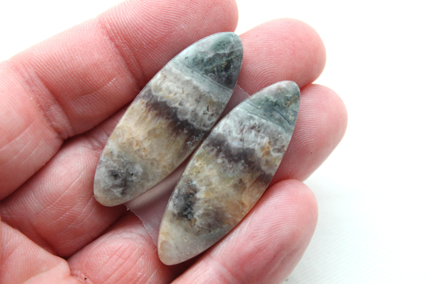 Amethyst Cabochon Pair Gemstone long Oval