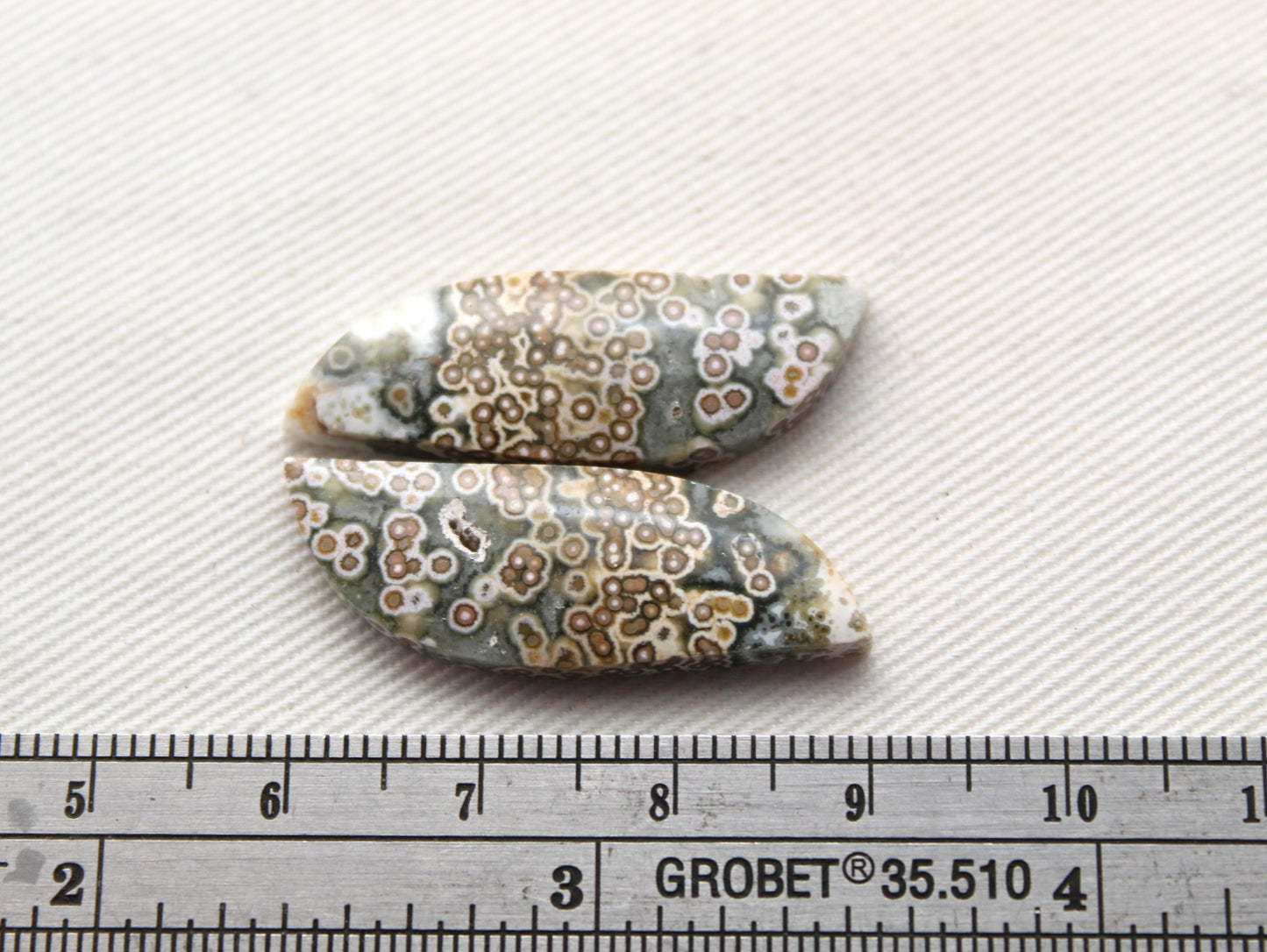River Jasper Cabochon Pair Gemstone green white