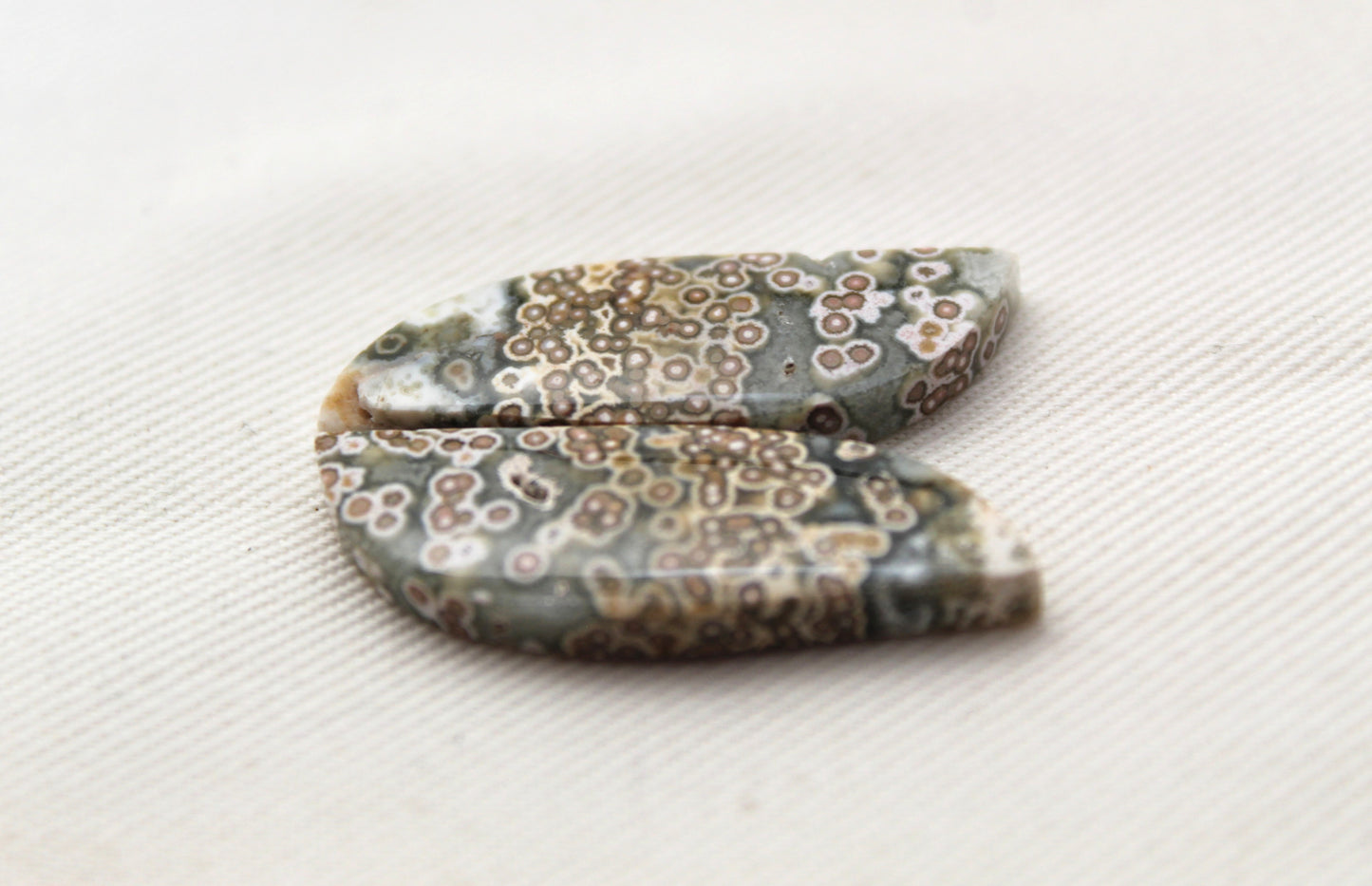 River Jasper Cabochon Pair Gemstone green white