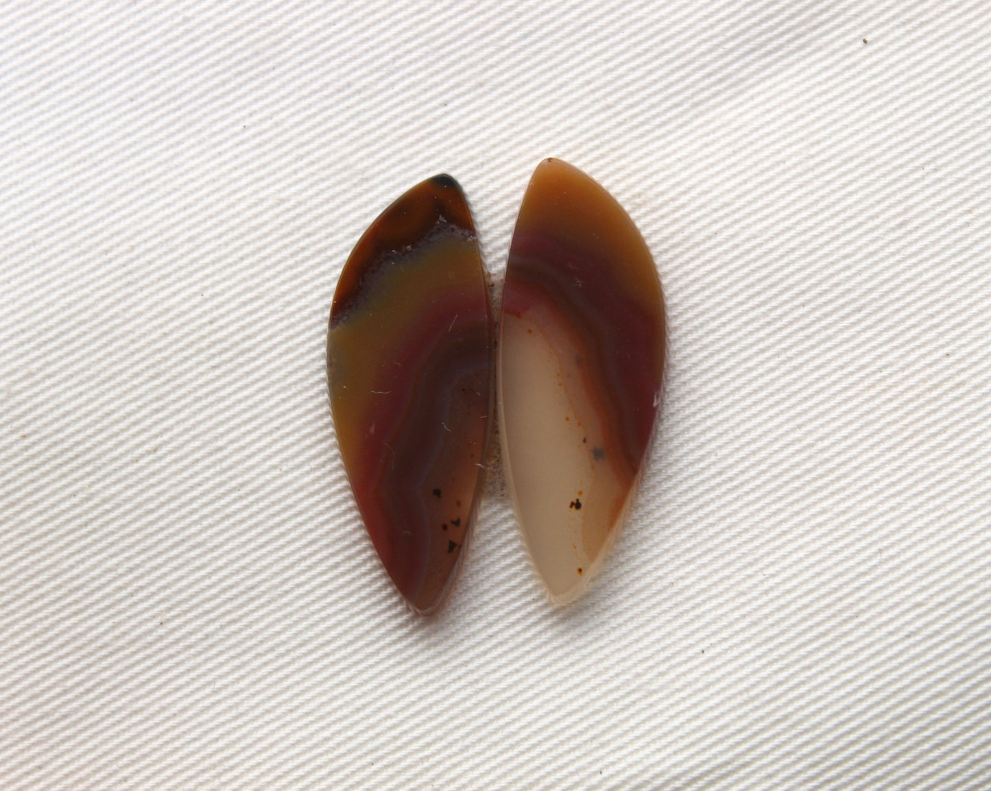 Brazilian Agate Cabochon Pair Transludent Gemstone