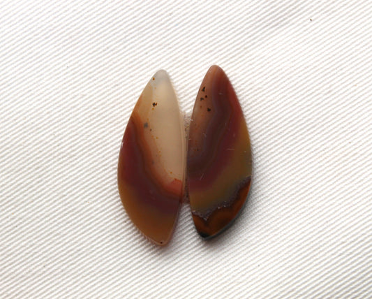 Brazilian Agate Cabochon Pair Transludent Gemstone