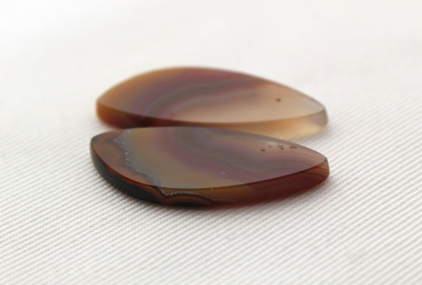 Brazilian Agate Cabochon Pair Transludent Gemstone