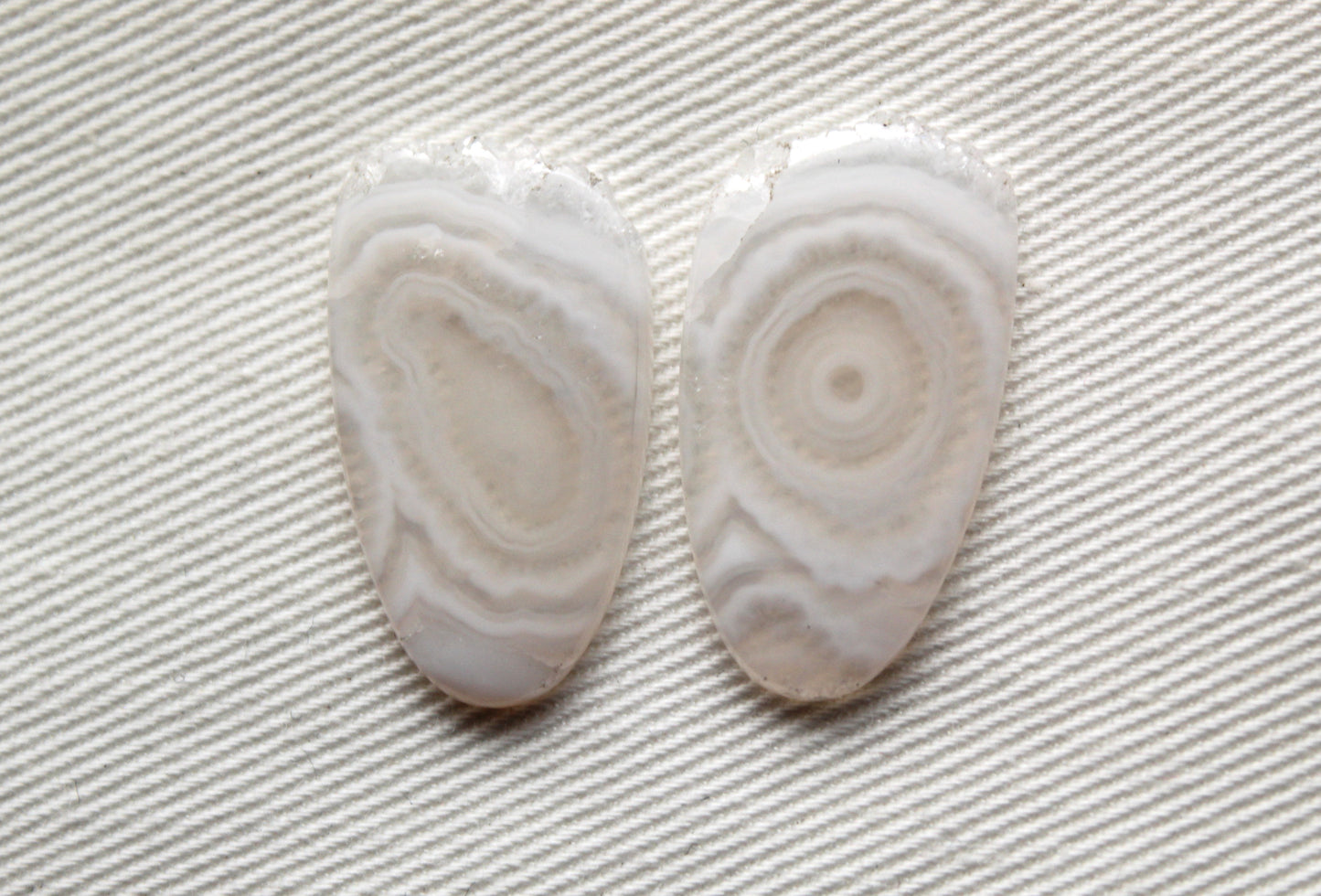 Orbicular Agate Cabochons THIN Pair Gemstone natural rough edge