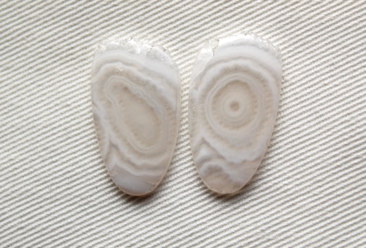 Orbicular Agate Cabochons THIN Pair Gemstone natural rough edge