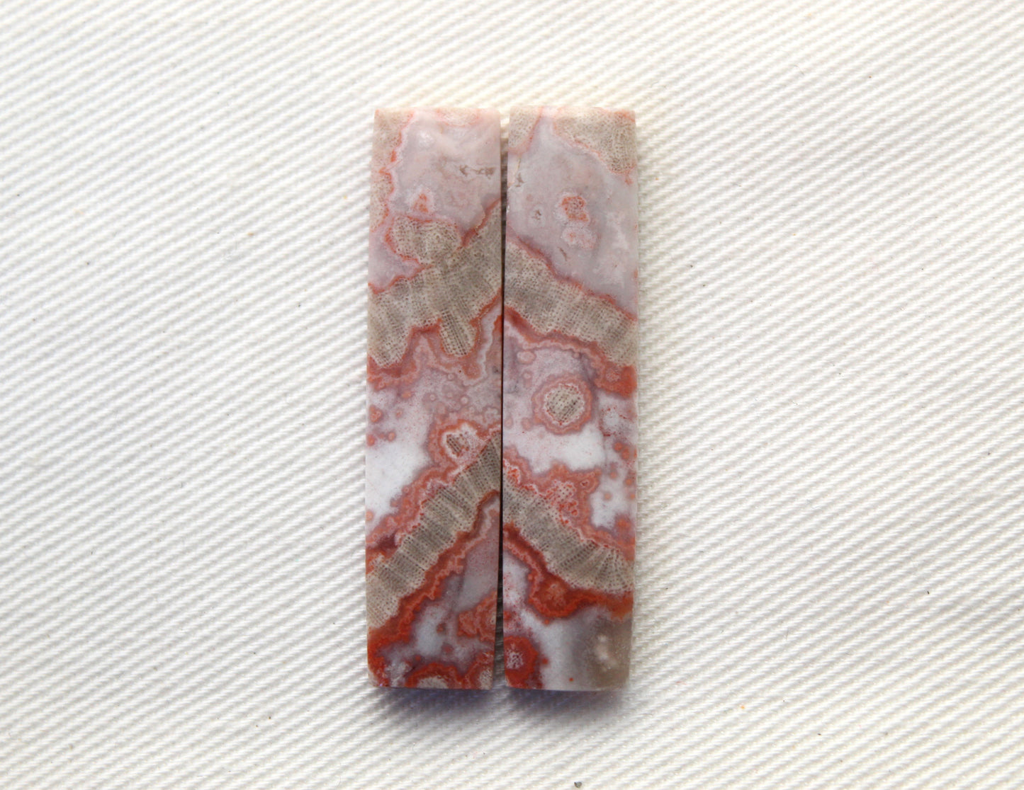 Long River Jasper Cabochons Pair Gemstone pink beige