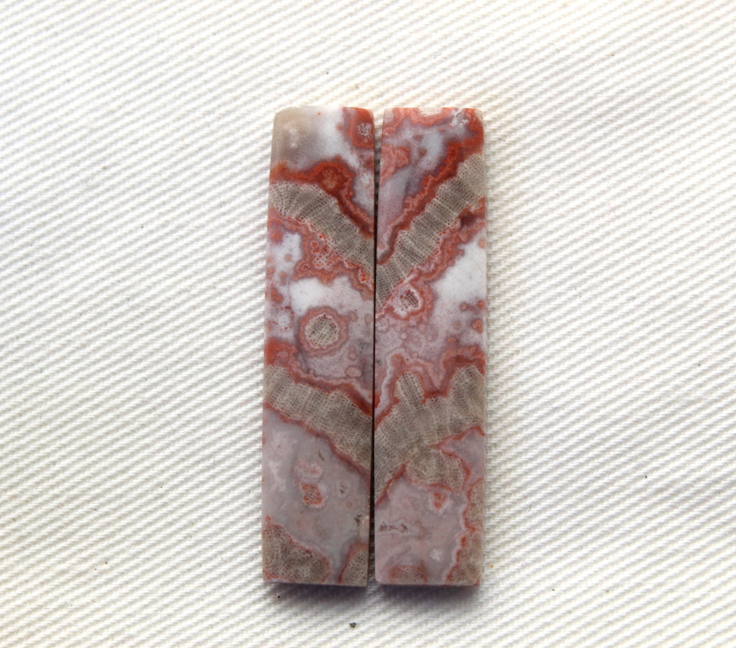 Long River Jasper Cabochons Pair Gemstone pink beige