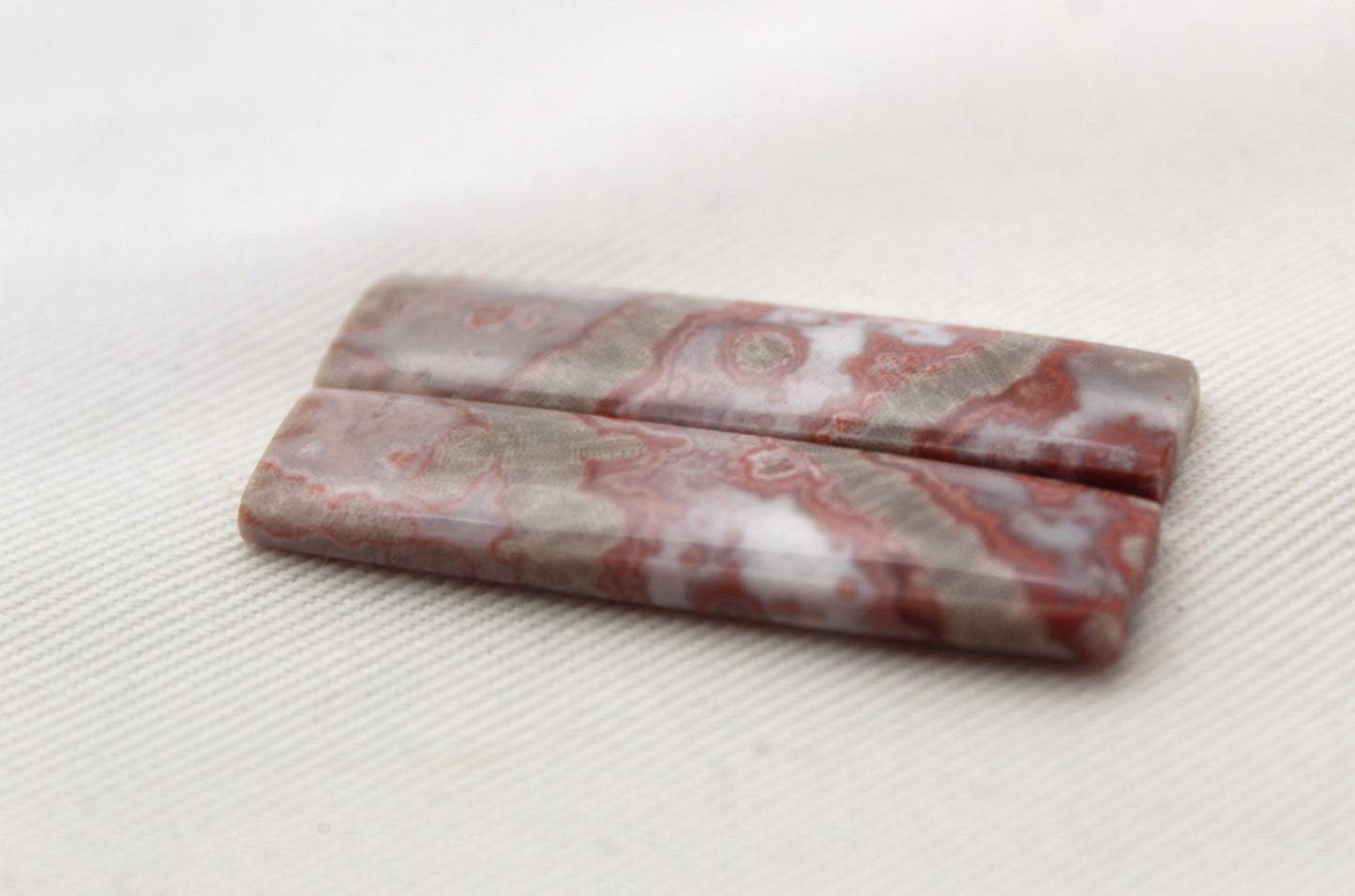 Long River Jasper Cabochons Pair Gemstone pink beige
