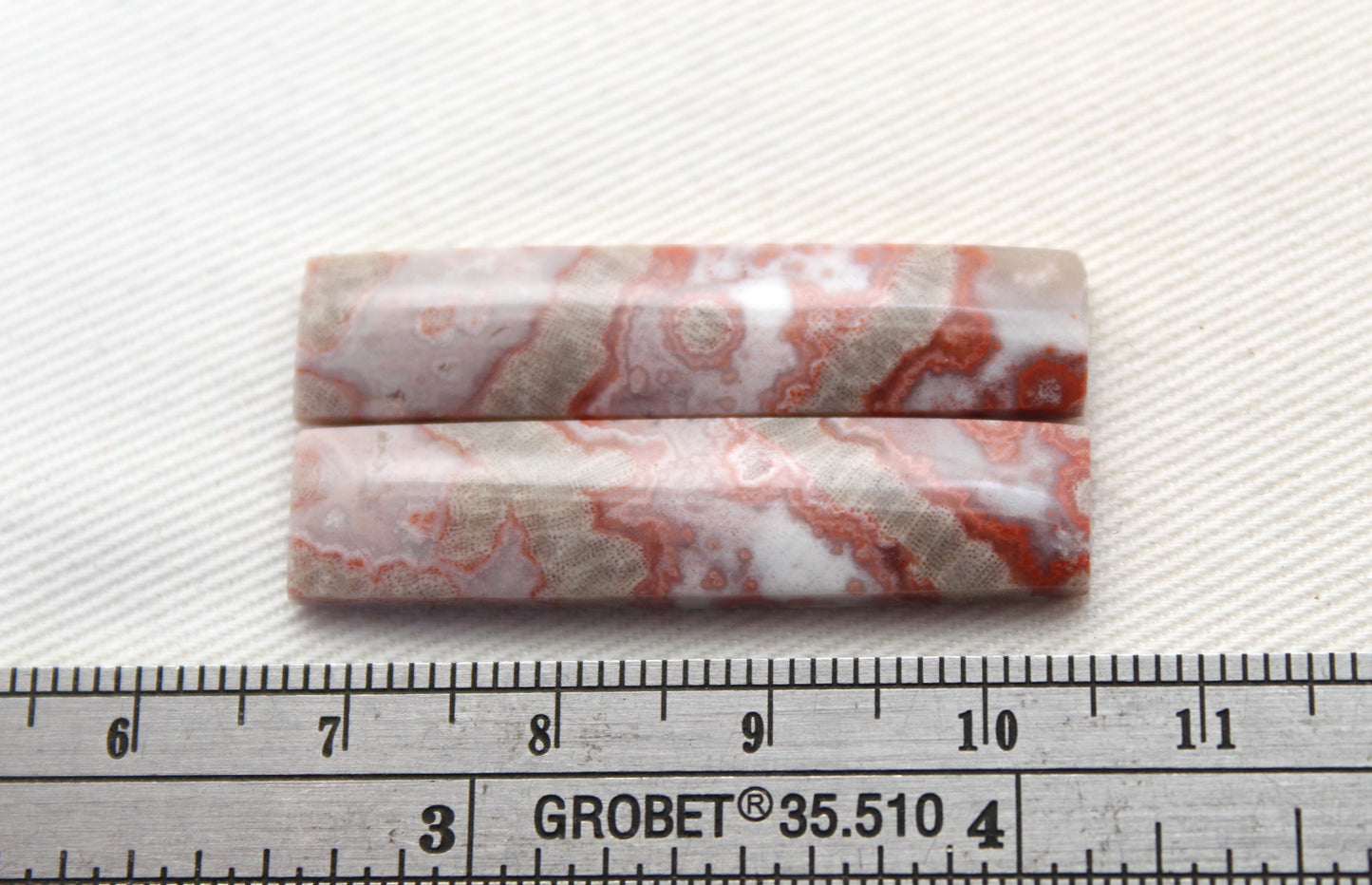 Long River Jasper Cabochons Pair Gemstone pink beige