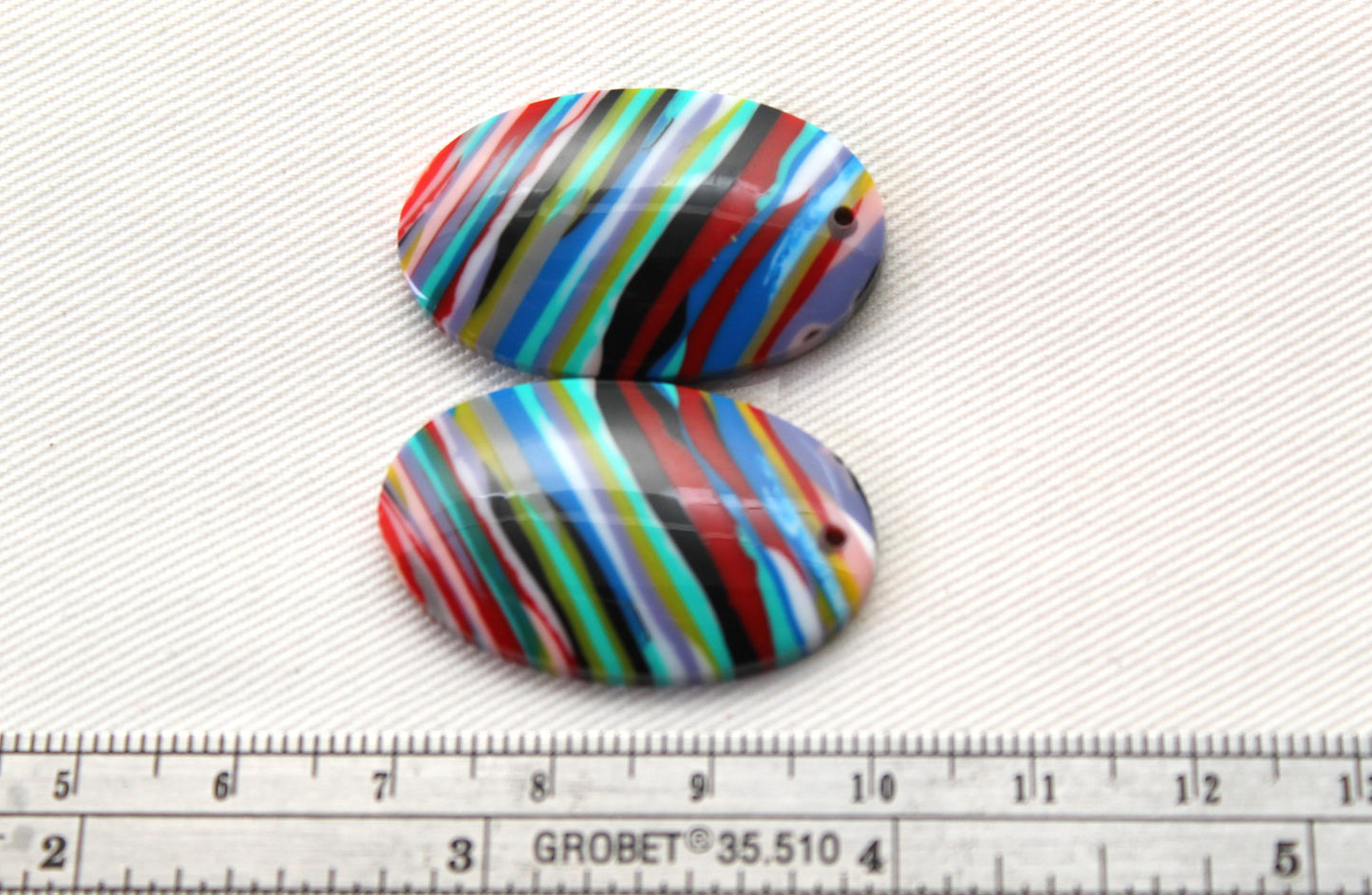 Surfite Cabochon Pair multicolors DRILLED