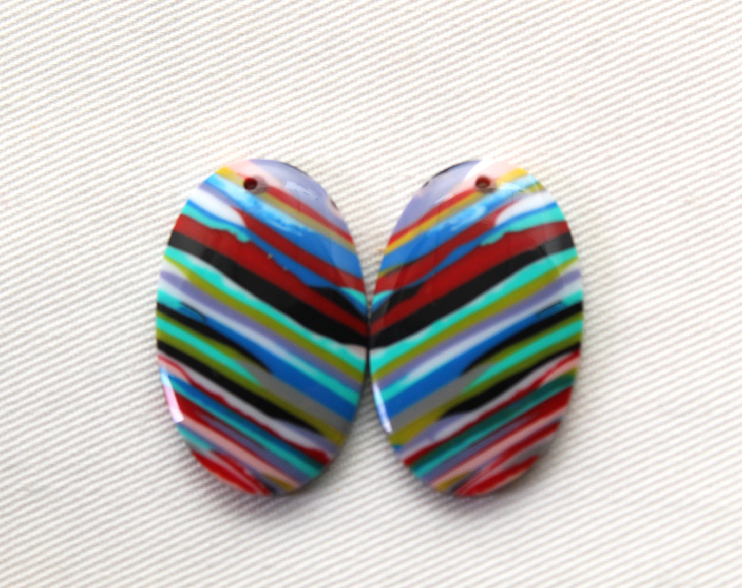 Surfite Cabochon Pair multicolors DRILLED