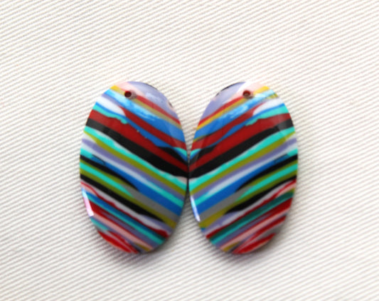 Surfite Cabochon Pair multicolors DRILLED