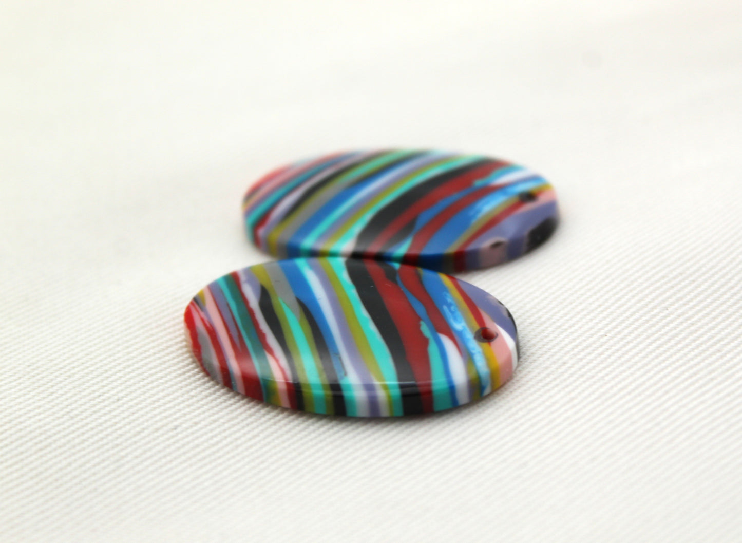 Surfite Cabochon Pair multicolors DRILLED